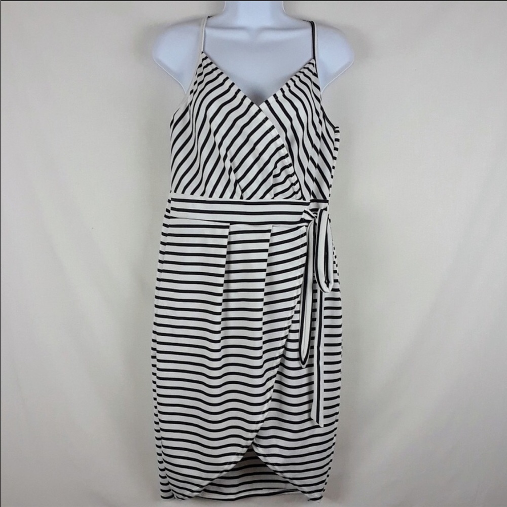 Faux Wrap Dress Striped